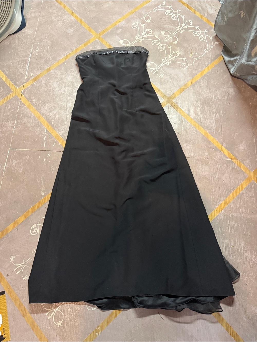 David's Bridal Strapless Black Formal Gown